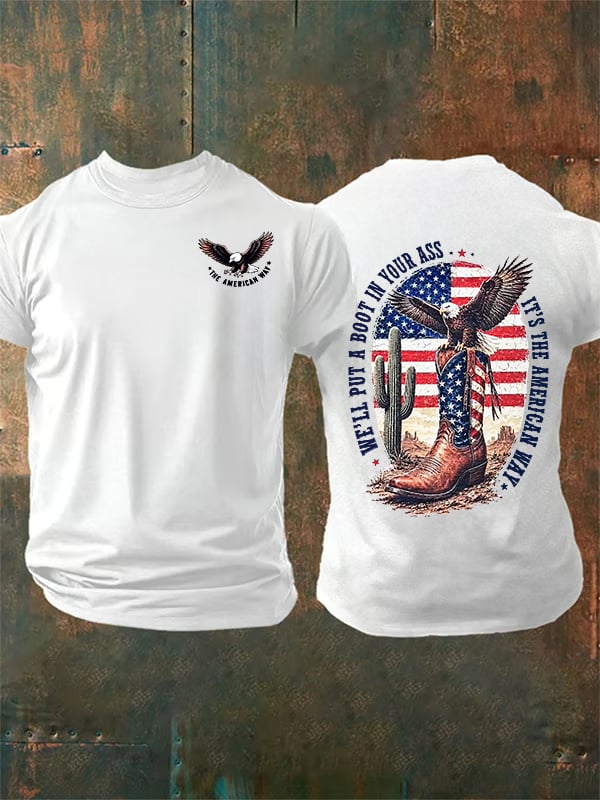 Men's Boots and the Eagle Print T-Shirt