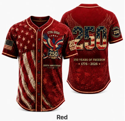 America 250th Anniversary Baseball Jersey - 1776-2026 Patriotic Freedom Shirt