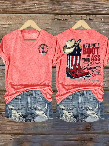 Women's  WE'LL PUT A BOOT Print T-Shirt