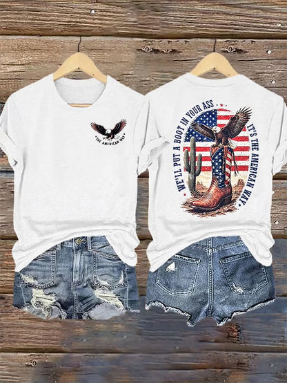 Women's Boots and the Eagle Print T-Shirt