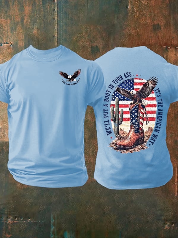 Men's Boots and the Eagle Print T-Shirt