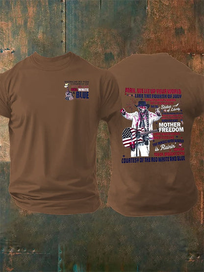 Men's RED WHIET BLUE Print T-Shirt
