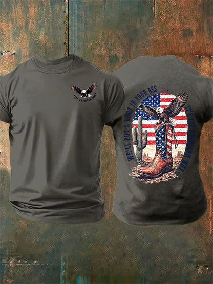 Men's Boots and the Eagle Print T-Shirt