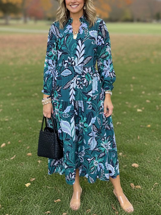 NEW🔥 V Neck Floral Vintage Print Dress