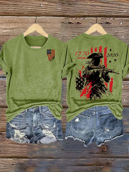 Women's  250th Anniversary Distressed American Flag 2-sided Shirt