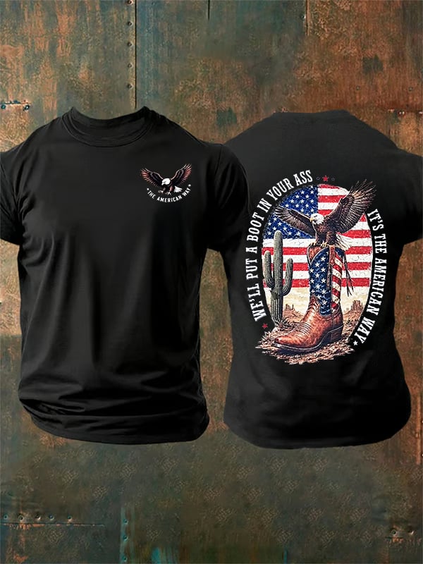 Men's Boots and the Eagle Print T-Shirt
