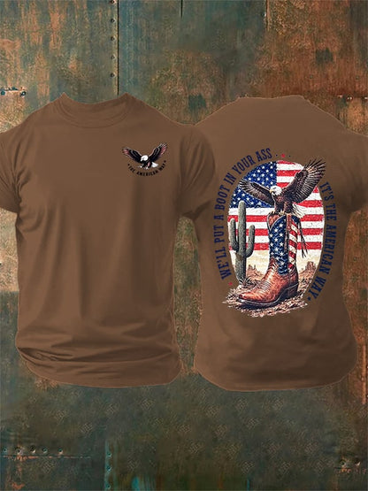 Men's Boots and the Eagle Print T-Shirt