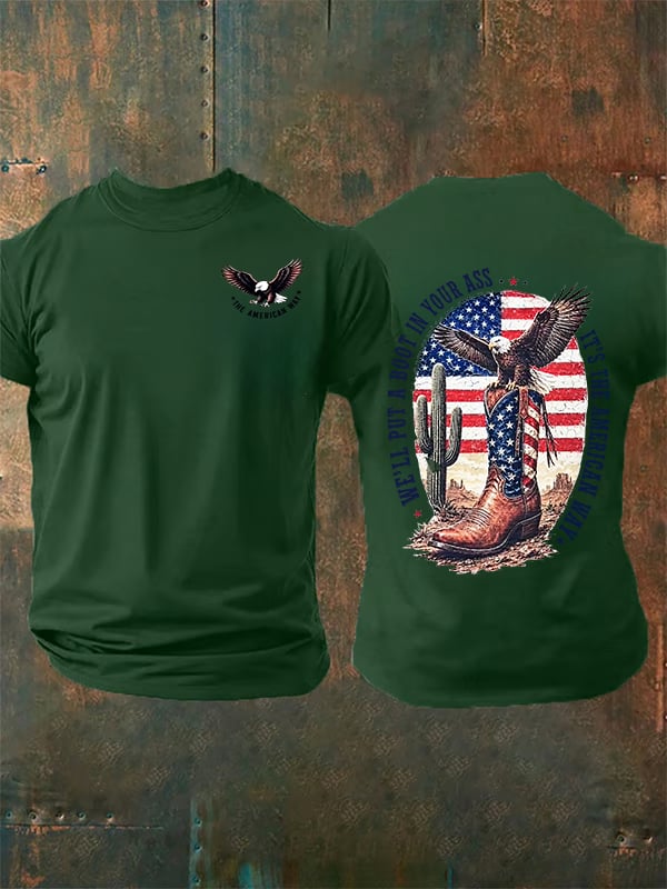 Men's Boots and the Eagle Print T-Shirt