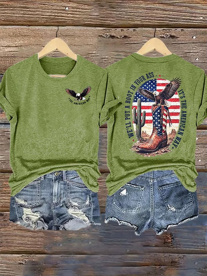 Women's Boots and the Eagle Print T-Shirt