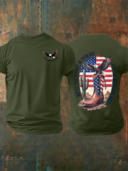 Men's Boots and the Eagle Print T-Shirt