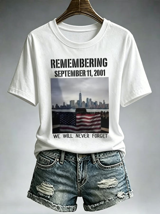 Women's Never Forget September 11 Print T-Shirt