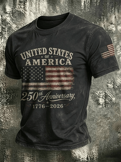 Men's USA 1776-2026 Freedom Printed Casual T-shirt