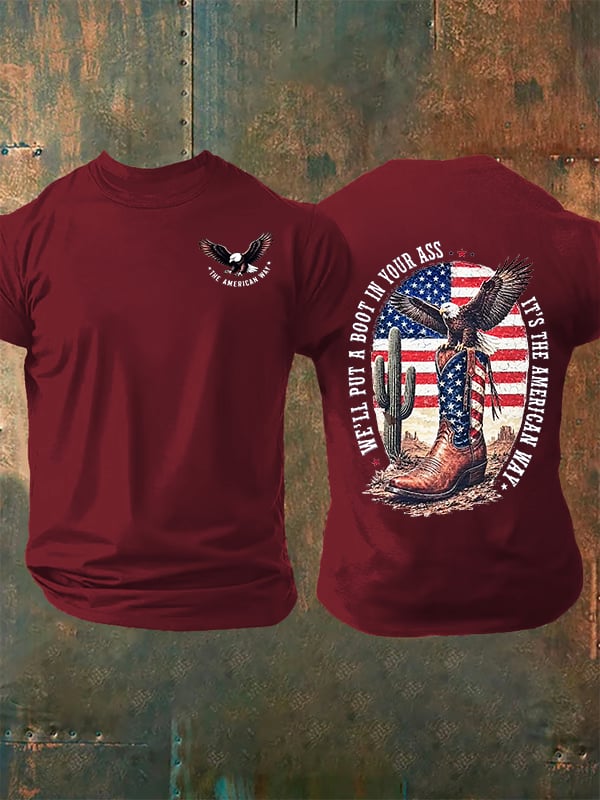Men's Boots and the Eagle Print T-Shirt