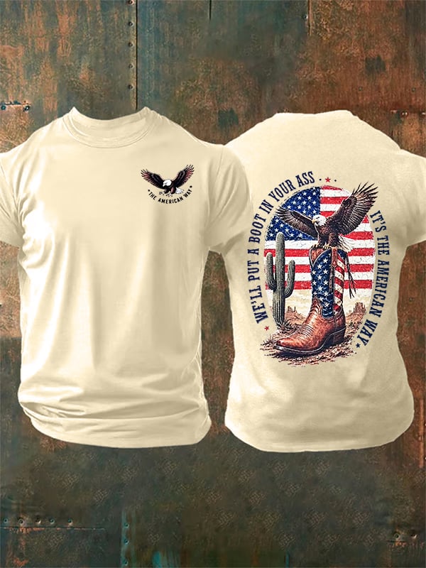 Men's Boots and the Eagle Print T-Shirt