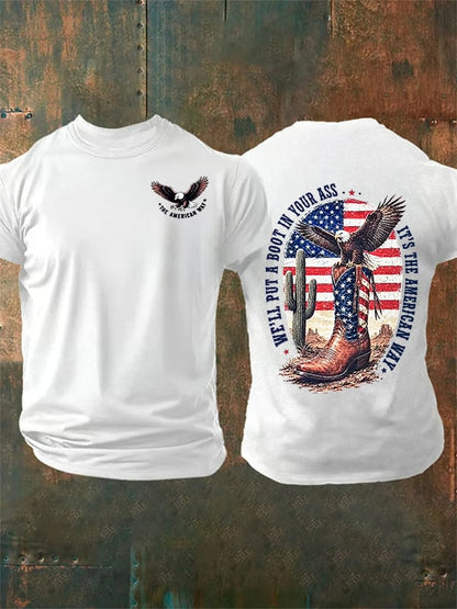 Men's Boots and the Eagle Print T-Shirt