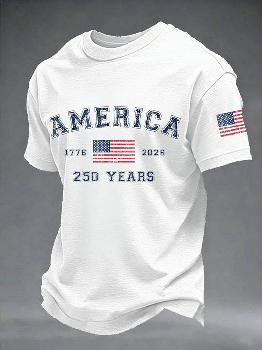 Men's American flag flowers Print T-shirt