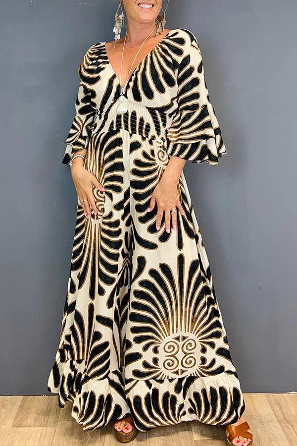 Hot Sale🔥 Printed Elastic Waist Casual Wide Leg Jumpsuit