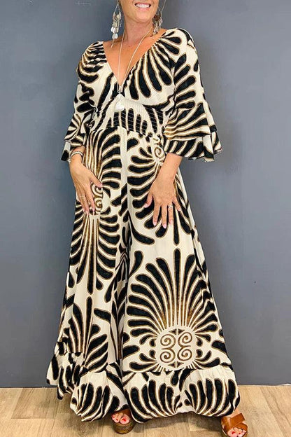 Hot Sale🔥 Printed Elastic Waist Casual Wide Leg Jumpsuit