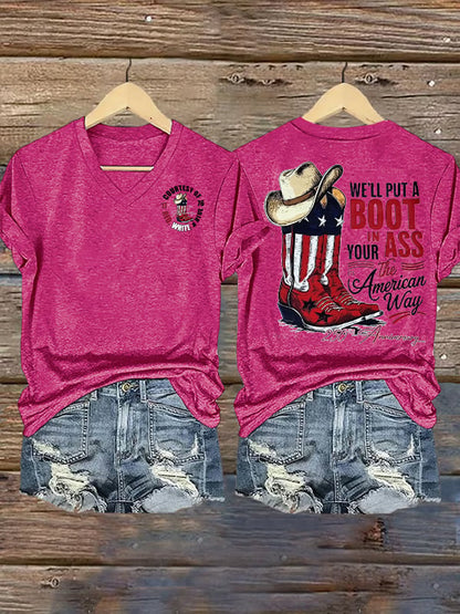 Women's  WE'LL PUT A BOOT Print T-Shirt