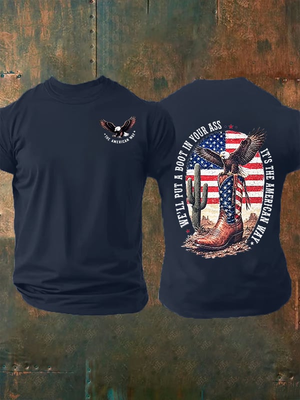 Men's Boots and the Eagle Print T-Shirt