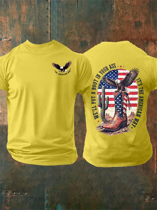 Men's Boots and the Eagle Print T-Shirt