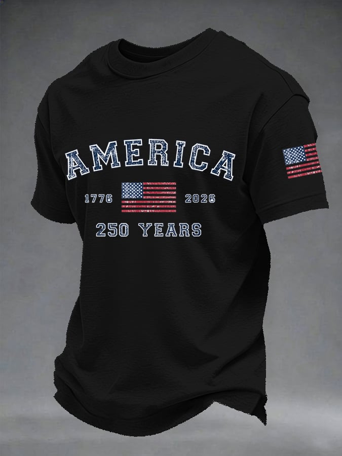 Men's American flag flowers Print T-shirt