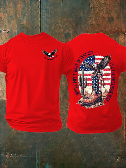Men's Boots and the Eagle Print T-Shirt