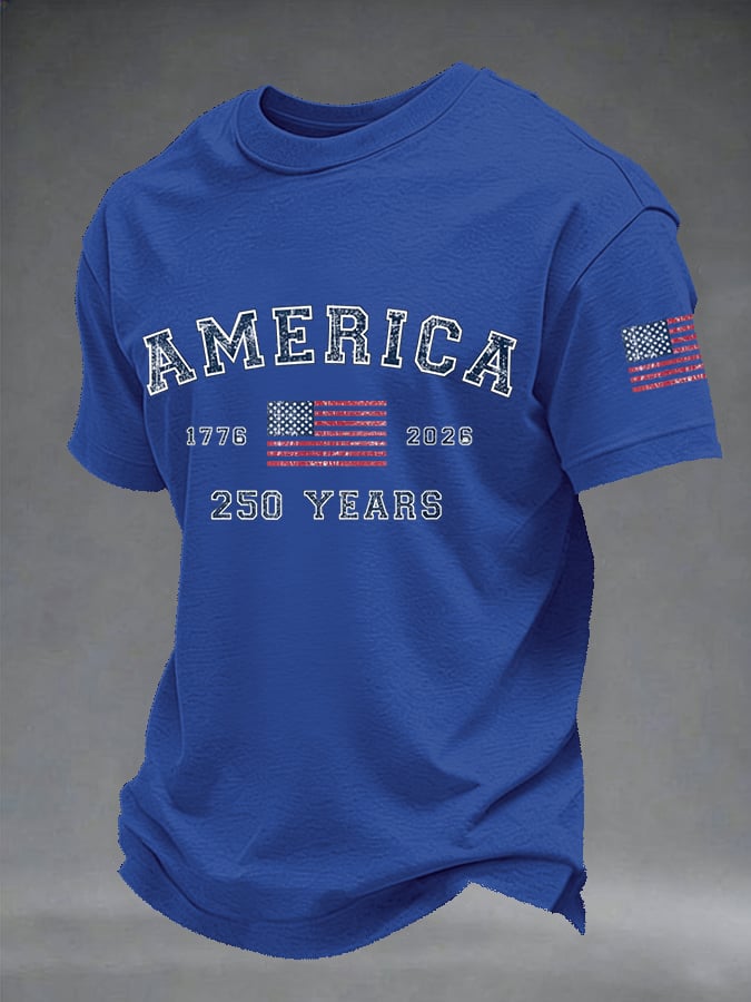 Men's American flag flowers Print T-shirt