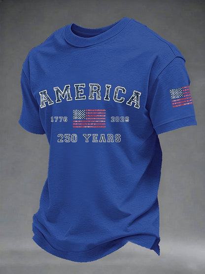 Men's American flag flowers Print T-shirt