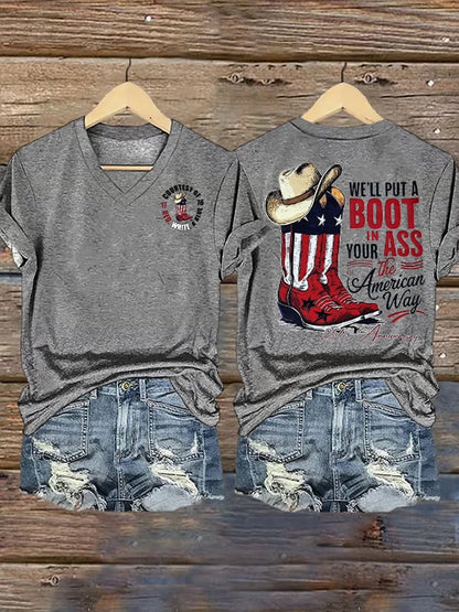 Women's  WE'LL PUT A BOOT Print T-Shirt